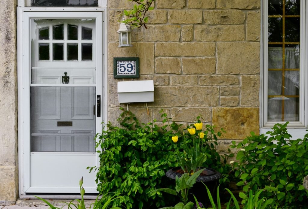 White property entrance door