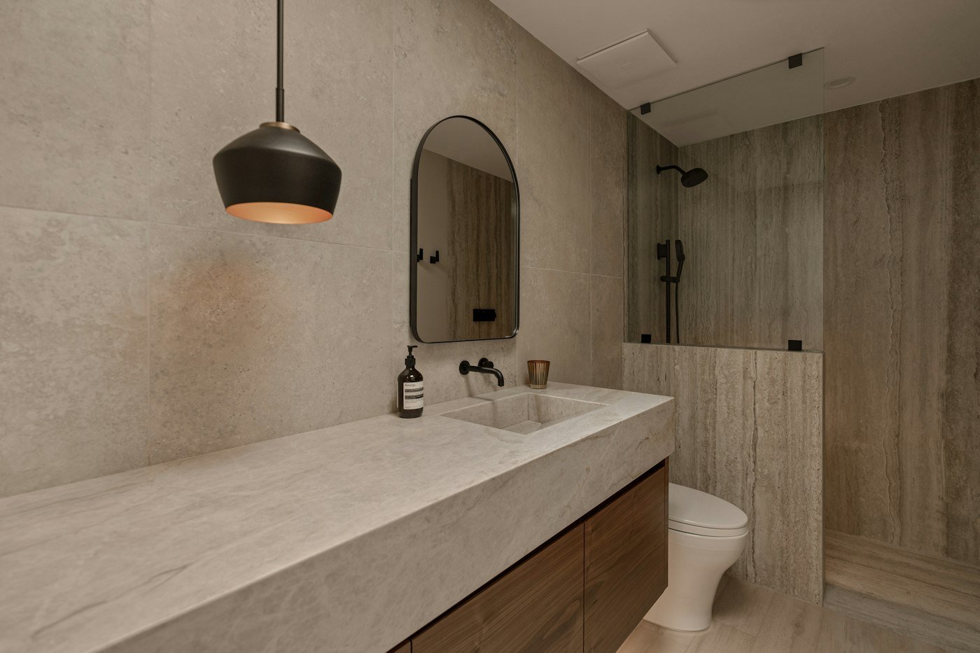 Bathroom basin and mirror