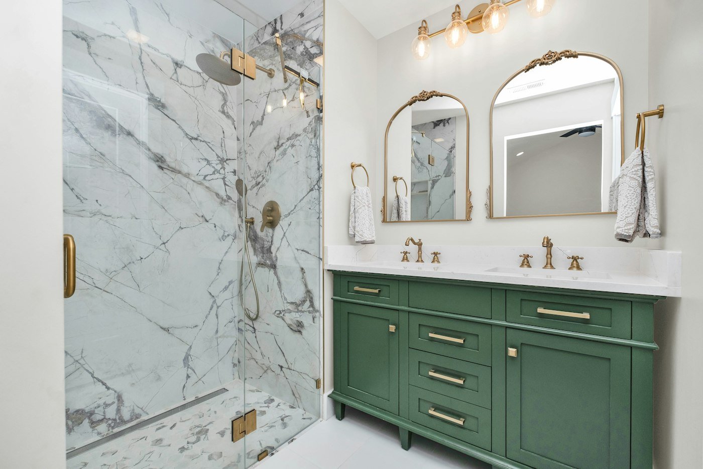 Bathroom cabinetry and shower