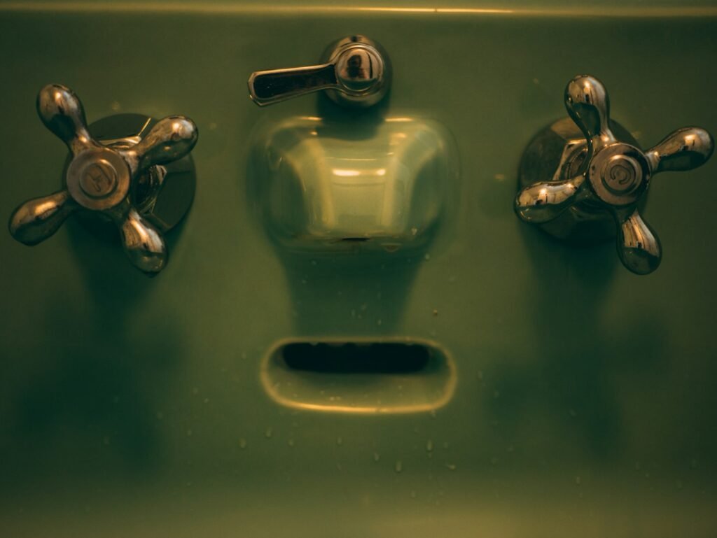 Close-up of a green basin